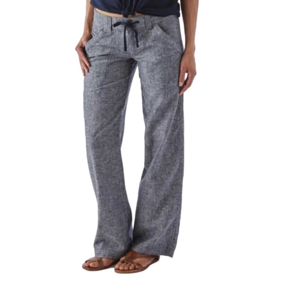Patagonia Women's Wide-Leg Drawstring Pants in Heather Navy-Gray